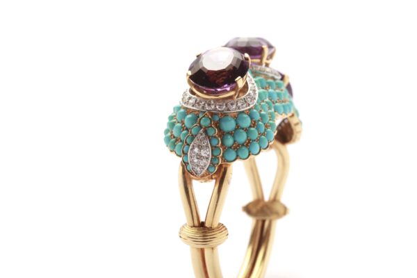 Sublime French Retro Amethyst & Turquoise Bracelet - Image 4