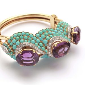 Sublime French Retro Amethyst & Turquoise Bracelet