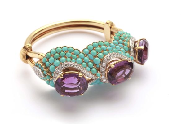 Sublime French Retro Amethyst & Turquoise Bracelet