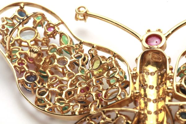 Multicolor Precious Stones Butterfly Brooch - Image 4