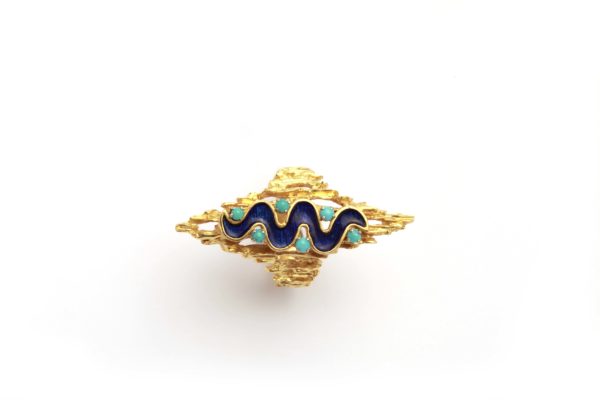 1960s Italian Enamel & Gold Ring