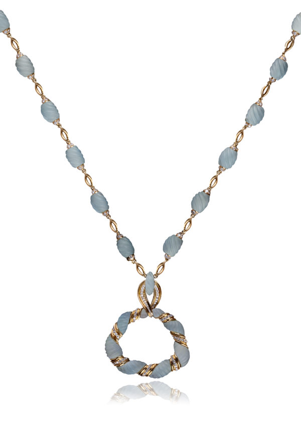Frosted Aquamarine Sautoir Necklace