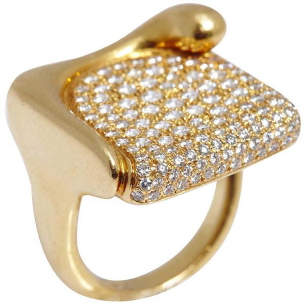 TIffany Elsa Peretti Diamond Gold Ring