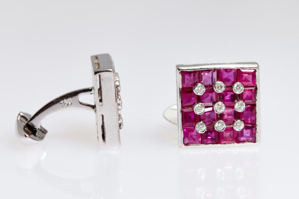 Squared Ruby & Diamond Cufflinks - Image 2