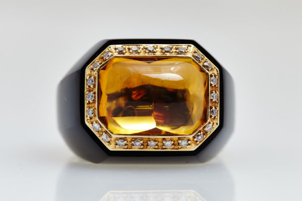 Onyx & Citrine Cocktail Ring - Image 2