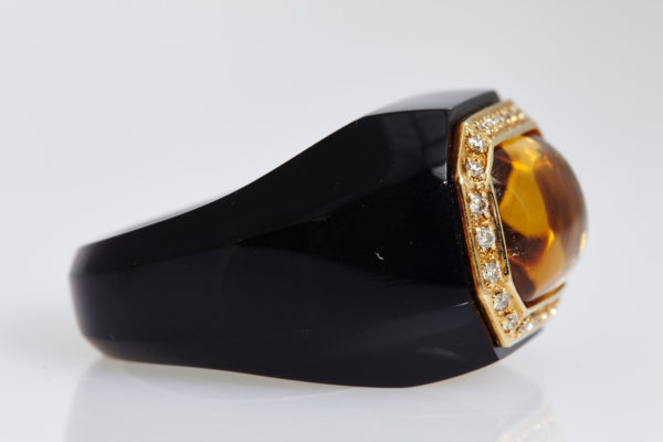 Onyx & Citrine Cocktail Ring - Image 3