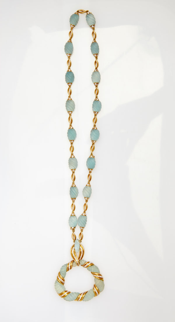 Frosted Aquamarine Sautoir Necklace - Image 2
