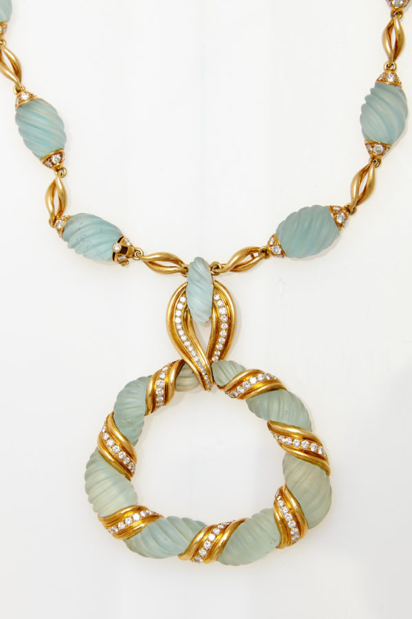 Frosted Aquamarine Sautoir Necklace - Image 3