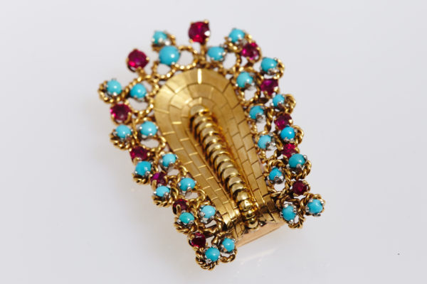 Van Cleef Turquoise & Ruby Brooch - Image 2