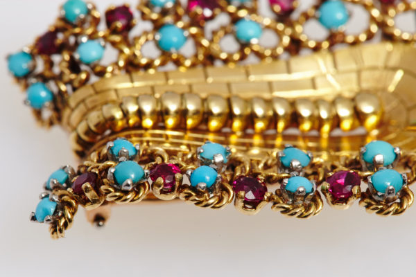Van Cleef Turquoise & Ruby Brooch - Image 3