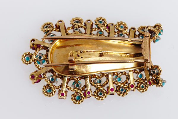 Van Cleef Turquoise & Ruby Brooch - Image 4