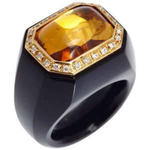 Onyx & Citrine Cocktail Ring