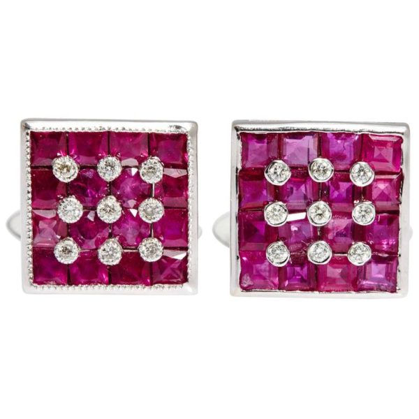 Squared Ruby & Diamond Cufflinks