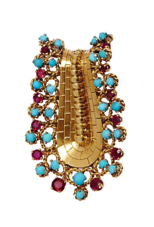 Van Cleef Turquoise & Ruby Brooch