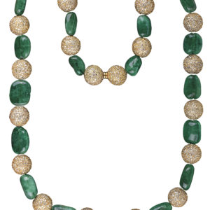 Colombian Emerald Beads & Diamond Spheres Necklace
