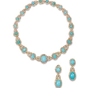 Important 1960s Van Cleef Turquoise & Diamond Set