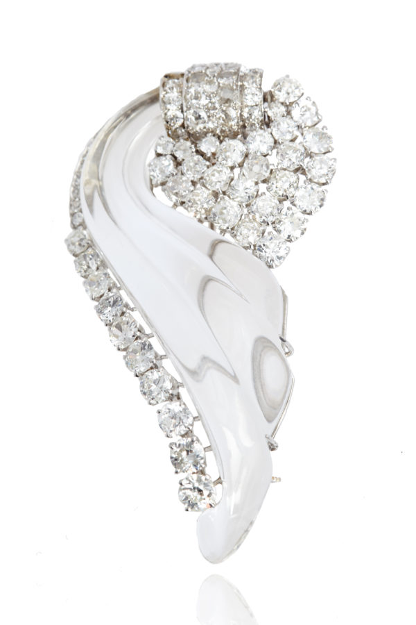 Rock Crystal & Diamond Brooch