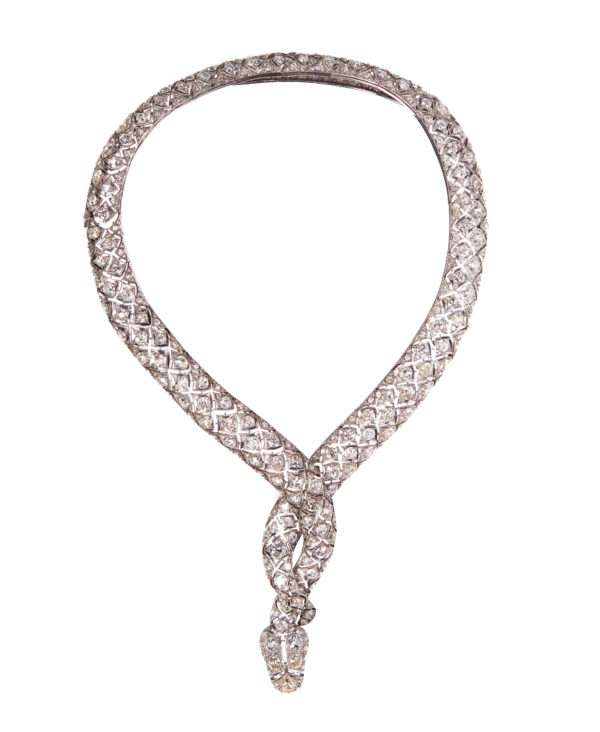 Impressive Retro Serpent Diamond Necklace