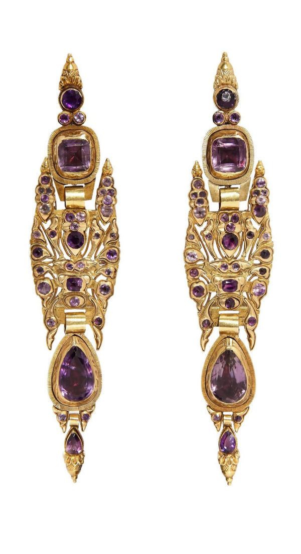 Antique Iberian Amethyst Ear Pendants