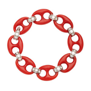 1970s Ventrella Marine Coral & Diamond Bracelet