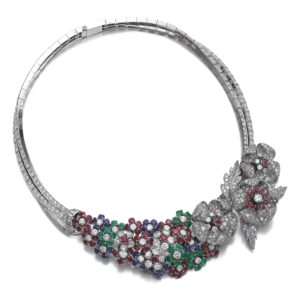 Important Marchak Diamond Ruby Sapphire Emerald Necklace