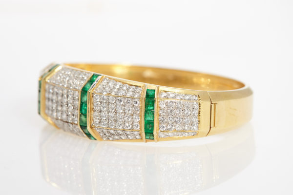 Emerald & Diamond Bangle Bracelet - Image 2