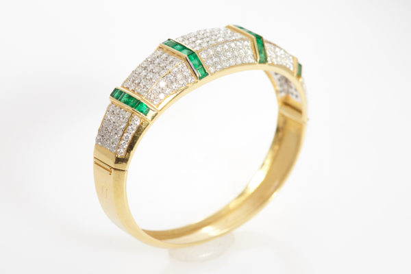Emerald & Diamond Bangle Bracelet - Image 3