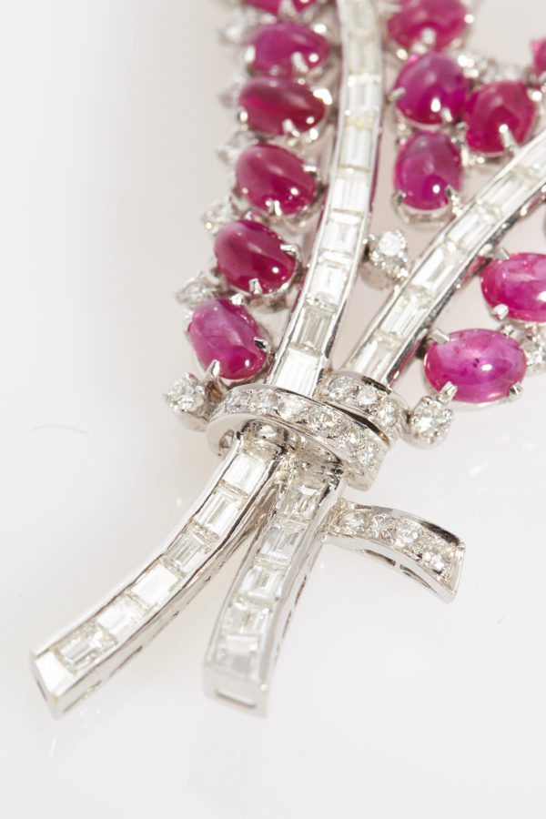 Ruby & Diamond Floral Brooch - Image 2