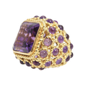 Chunky Amethyst & Gold Ring
