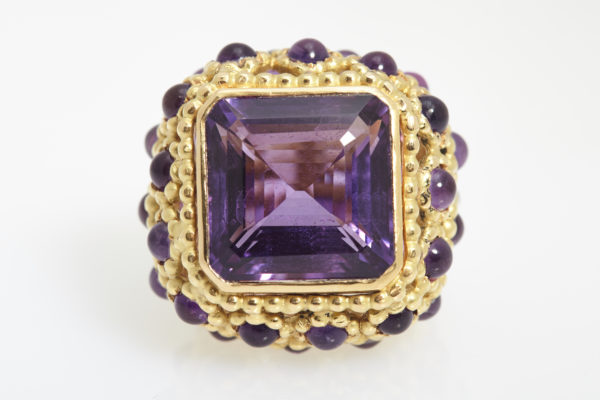 Chunky Amethyst & Gold Ring - Image 2