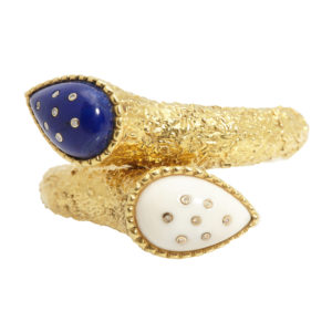 Gold, Lapis & White Coral Bracelet