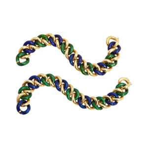 Blue & Green Enamel Gold Bracelet