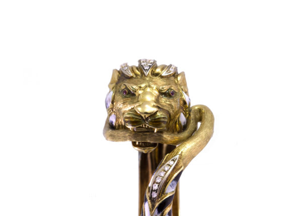 Gold and Enamel Lion Bracelet - Image 2