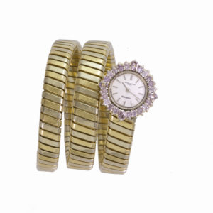 Unique Bulgari Tubogas Watch with Pink Diamonds