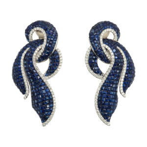 Invisible Set Sapphire & Diamonds Ear Pendants