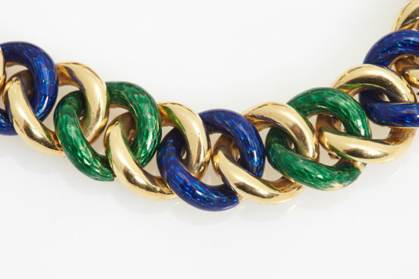 Blue & Green Enamel Gold Bracelet - Image 2