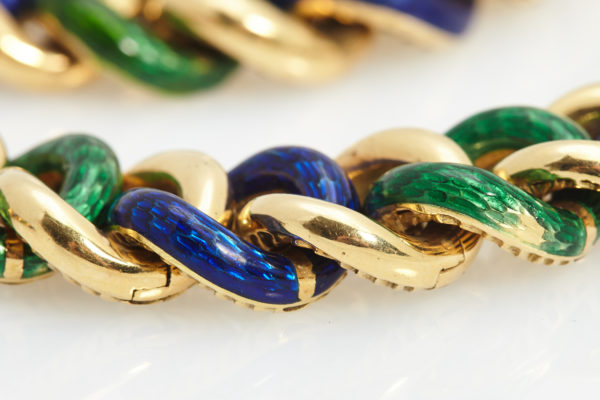 Blue & Green Enamel Gold Bracelet - Image 3