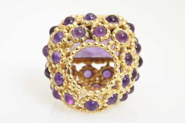Chunky Amethyst & Gold Ring - Image 3