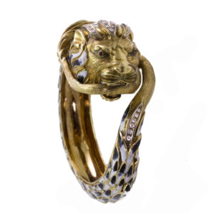 Gold and Enamel Lion Bracelet