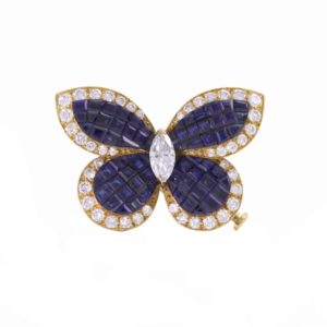 Van Cleef & Arpels Diamond & Invisible Set Sapphire Brooch