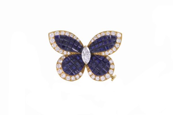 Van Cleef & Arpels Diamond & Invisible Set Sapphire Brooch