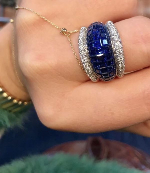 Invisible Set Sapphire and Diamond Ring - Image 6