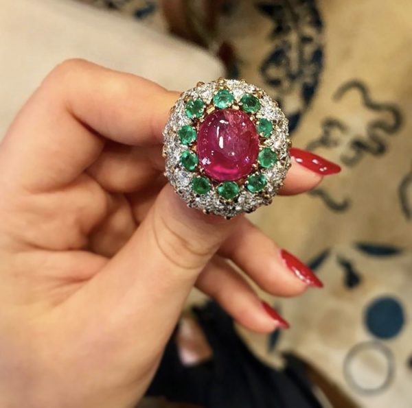 Bombè Ruby, Emerald & Diamond Cocktail Ring - Image 4