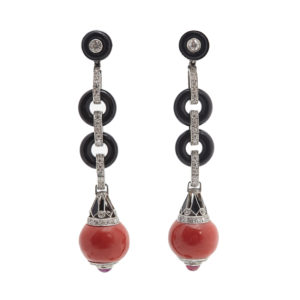 Retro Coral Diamond Onyx Set