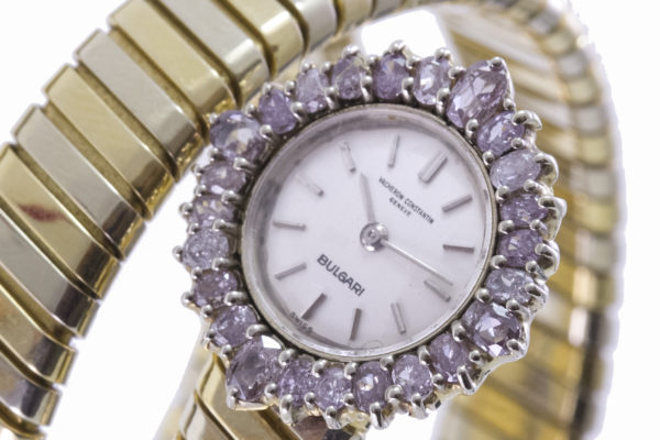 Unique Bulgari Tubogas Watch with Pink Diamonds - Image 2