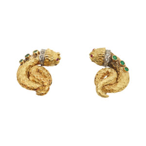 Lalaounis Emerald Diamond Gold Water-Snakes Set
