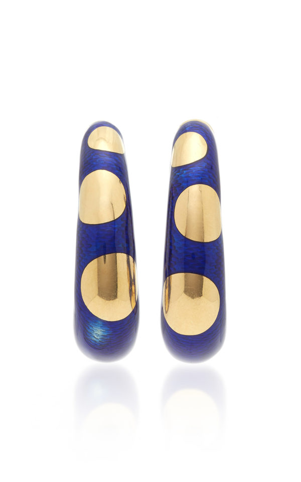Bulgari Blue Enamel and Gold Hoop Earrings - Image 4