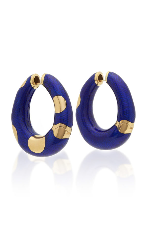 Bulgari Blue Enamel and Gold Hoop Earrings