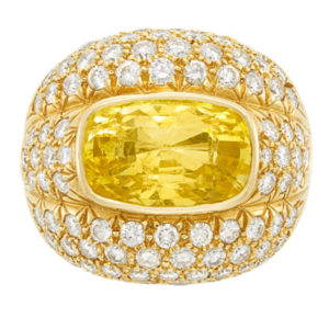 Yellow Sapphire & Diamond Bombe Ring