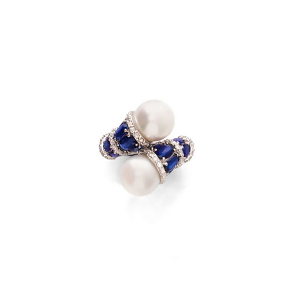 Kyanitem, Pearl & DiamondToi et Moi Ring